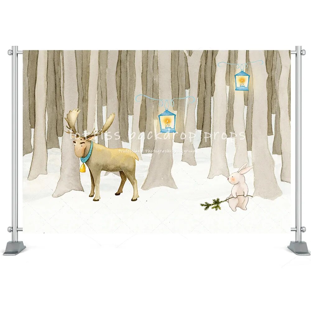 Winter Snowflake Forest Backdrop Wonderland Kids Cake Smash Props Newboran Baby Photocall Birthday Portrait Photo Background