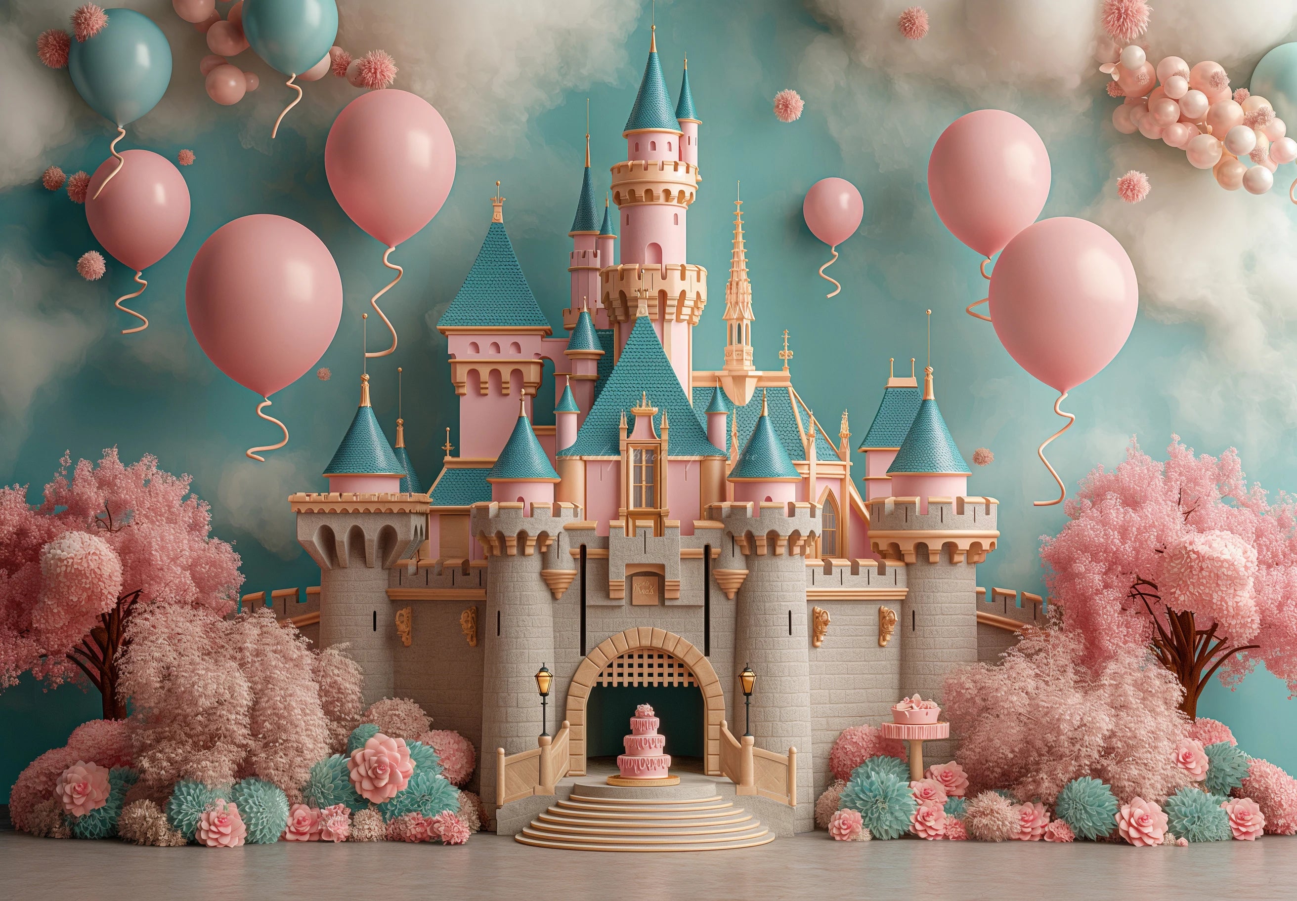 Beautiful Painting of The Magical Castle Backdrop Kids Baby Cake Smash Photography Props Child Adult Studio Backgrounds