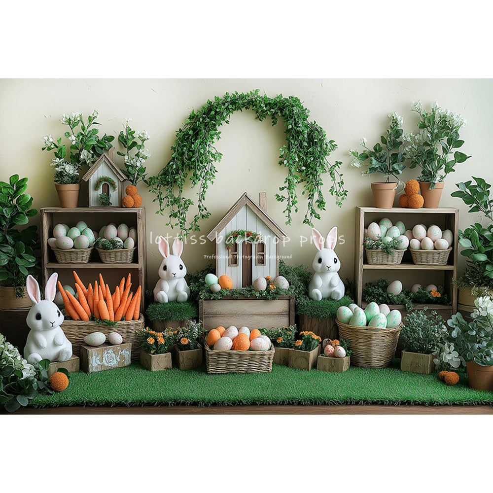 Easter Carrots Backdrops Kids Baby Cake Smash Photography Baby Child Adult Photocall Bunnies Cottage Spring Garden Backgrounds