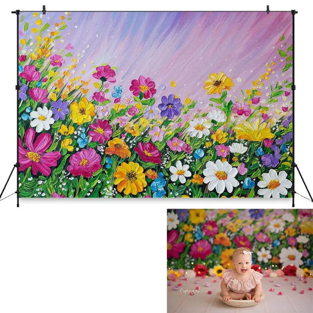 Flower Garden Photography Backdrop Spring Floral Kids Baby Cake Smash Photocall Decors Child Girls Adult Studio Backgrounds