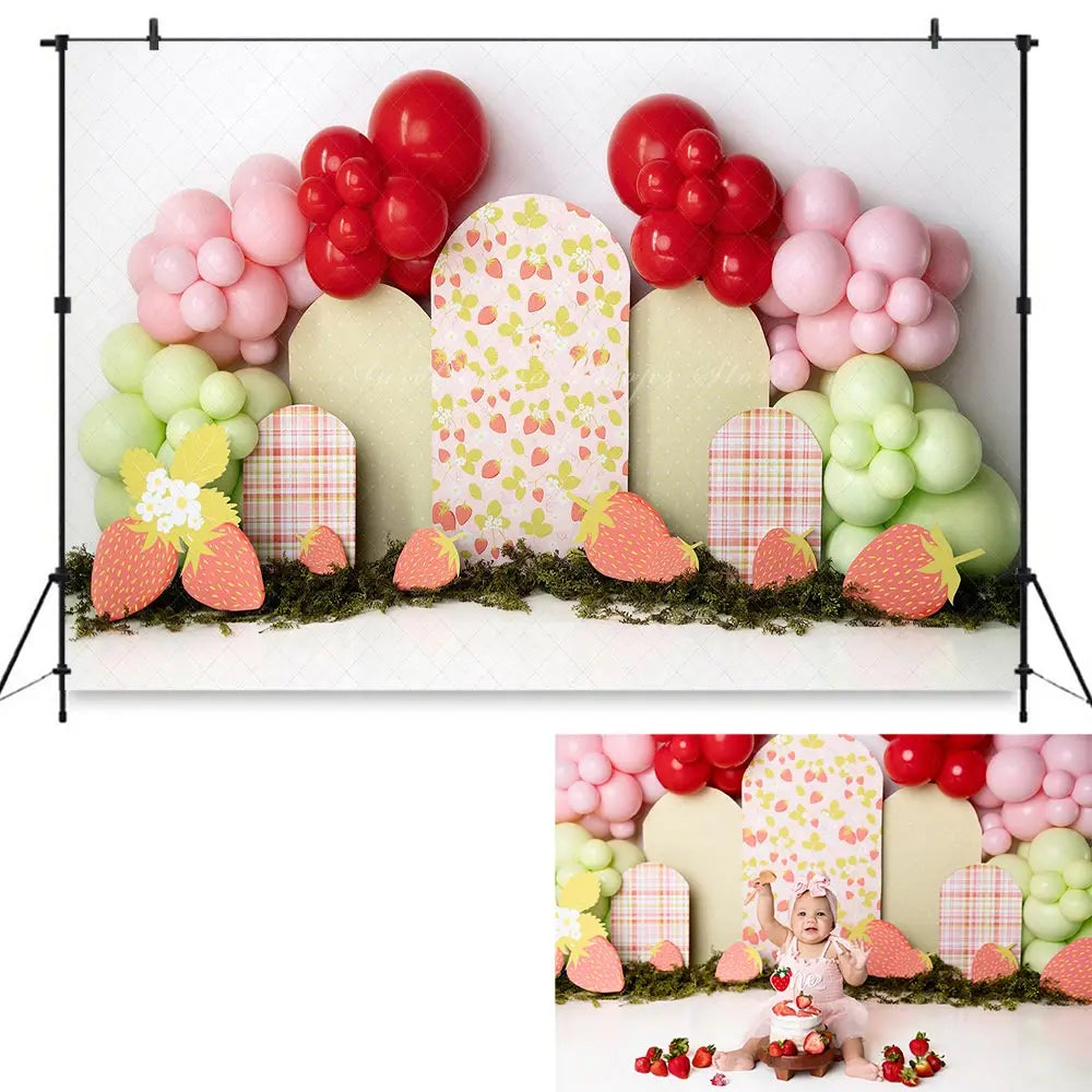 Boho Balloon Garland Photography Backdrop Kids Baby Cake Smash Photocall Decors Floral Castle Child Adult Birthday Backgrounds