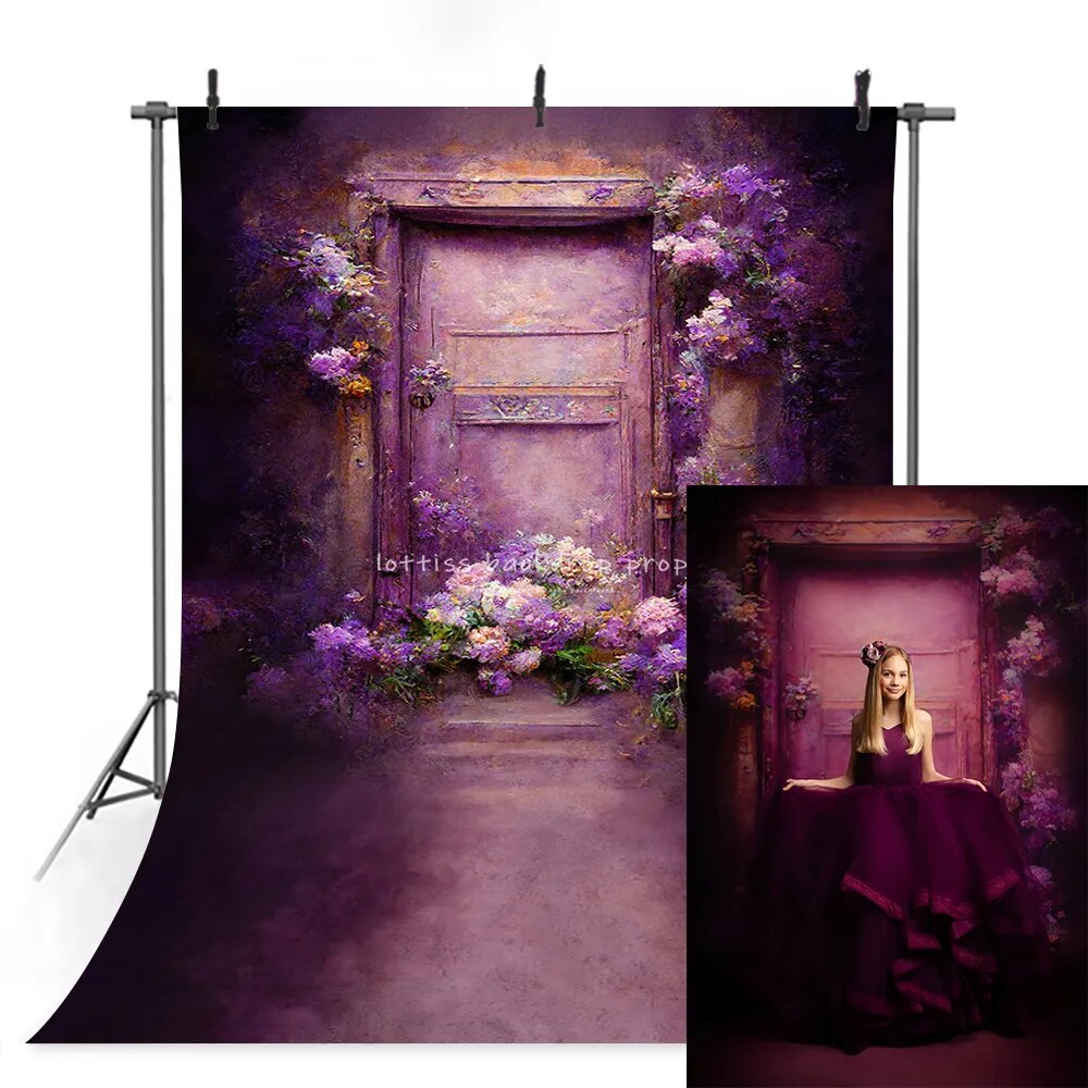 Dreamy Doorway Floral Gate Backdrops KIds Girl Photography Props Child Adult Photocall Birthday Garden Flower Plants Background