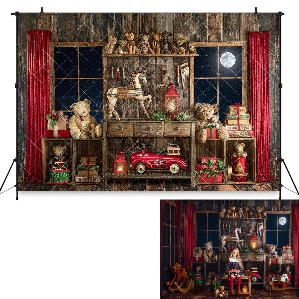 Santas Fireside Mantle Backdrop Child Adult Birthday Photo Shoot Backgrounds Kids Baby Cake Smash Photography Props