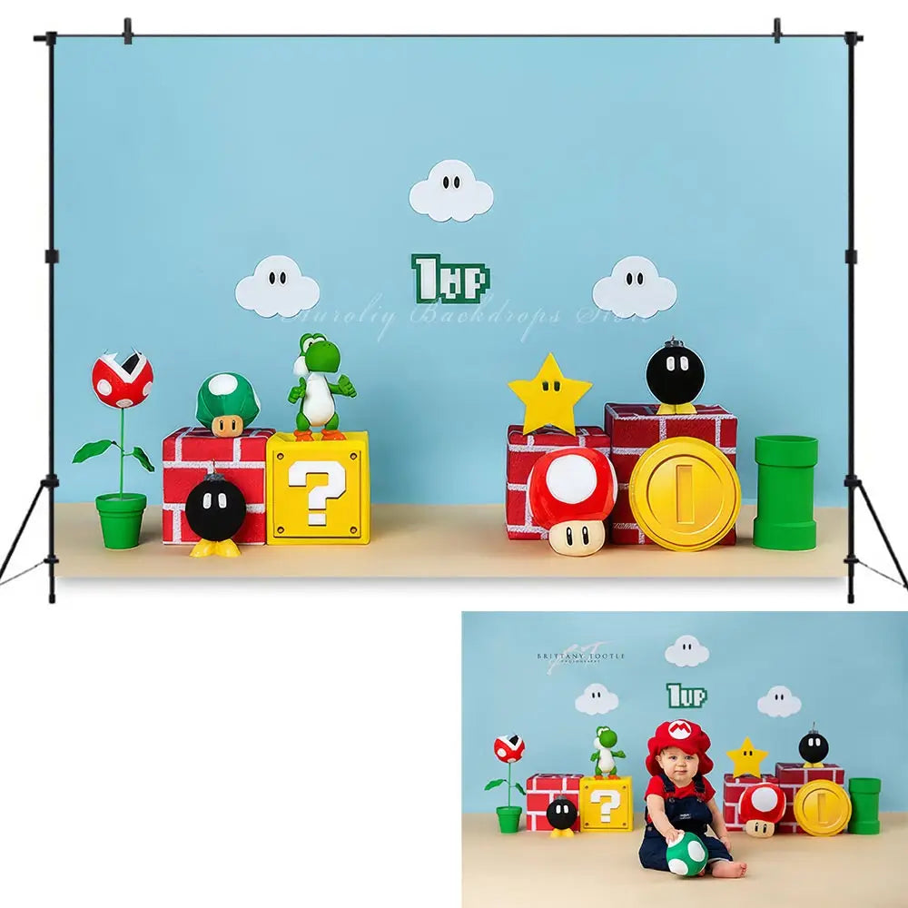 Mushroom Kingdom Photography Backdrop Kids Baby Cake Smash Photocall Decors Child Adult Birthday Photo Shoot Backgrounds