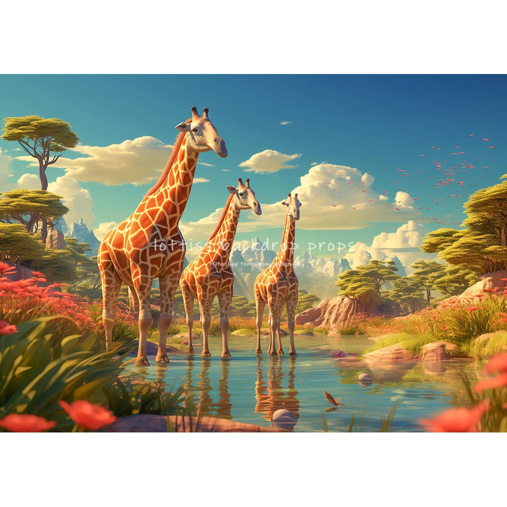 Jungle Advance Backdrops Kids Baby Cake Smash Photography Child Adult Photcall Forest Animals Giraffe Elephant Backgrounds