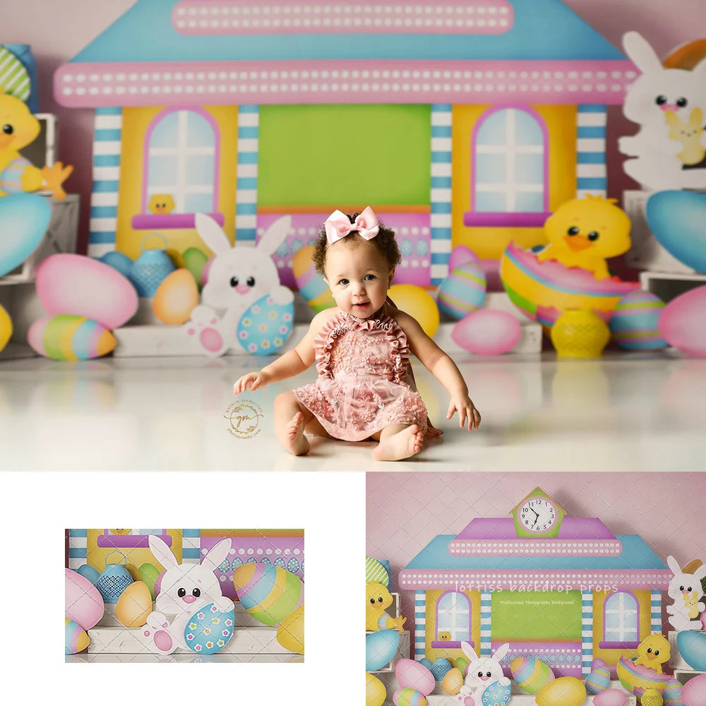 Garden Easter Egg Hunt Backdrops Kids Baby Photography Child Adult Photocall Spring Cottage Backgrounds