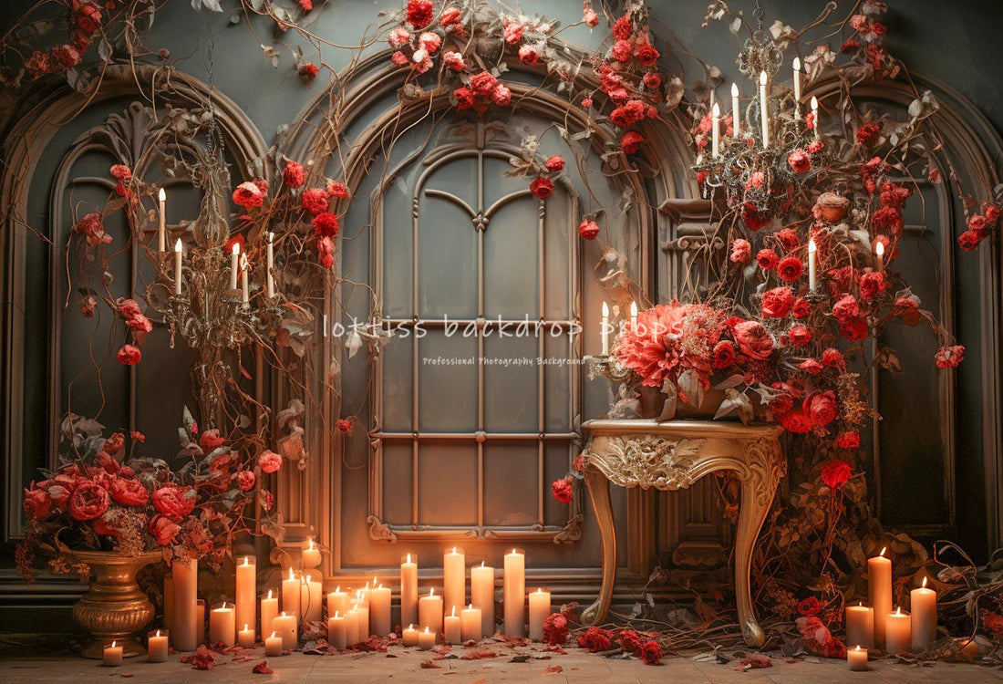 Rose Castle Valentine's Day Backdrops Kids Girl Photography Child Adult Photocall Decors Floral Wooden Door Backgrounds