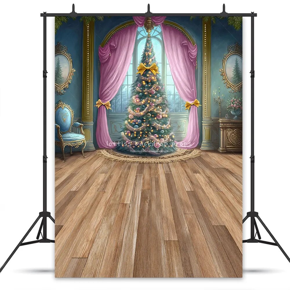 Holiday Royal Gates Backdrops Kids Adult Xmas Photography Props Winter Child Baby Photocall Christmas Snowy Entrance Background