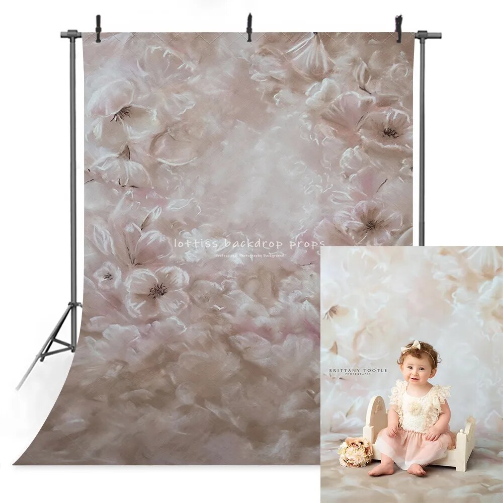 Light Floral Backdrop Kids Girl Portrait Photography Pregnant Woman Photocall Baby Photostudio Props Pink Flower Background