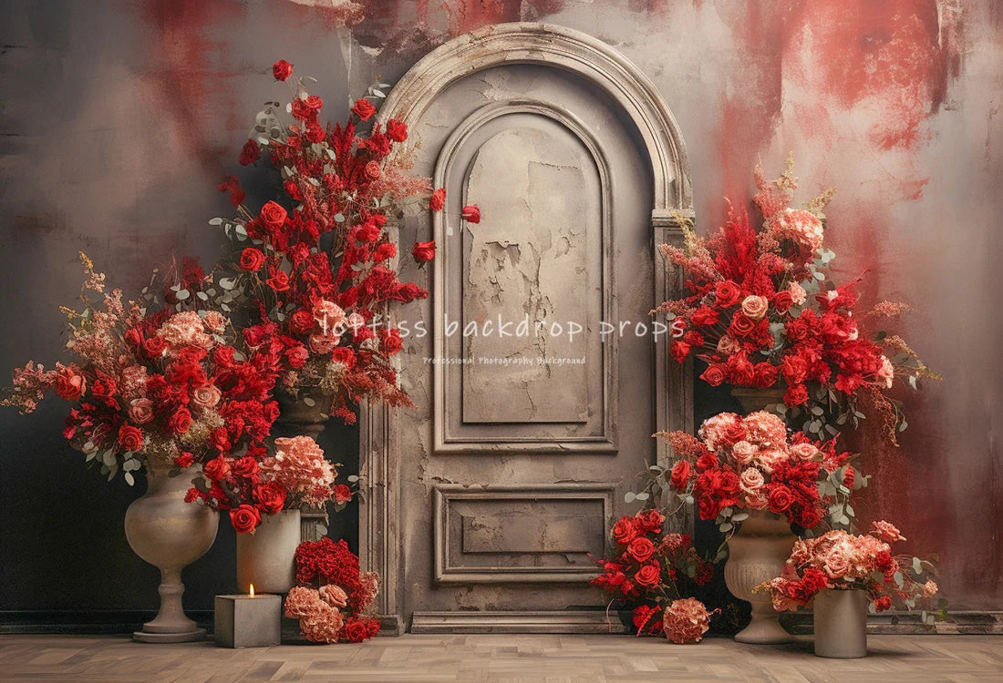 Rose Castle Valentine's Day Backdrops Kids Girl Photography Child Adult Photocall Decors Floral Wooden Door Backgrounds