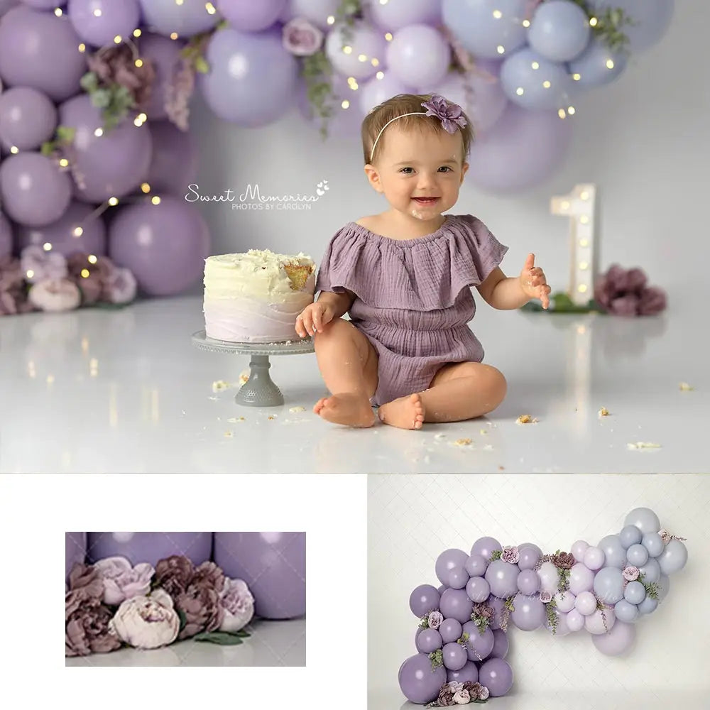 Purple Balloons Garland Backdrop Kids Baby Cake Smash Photography Props Child Girls Adult Birthday Photo Backgrounds