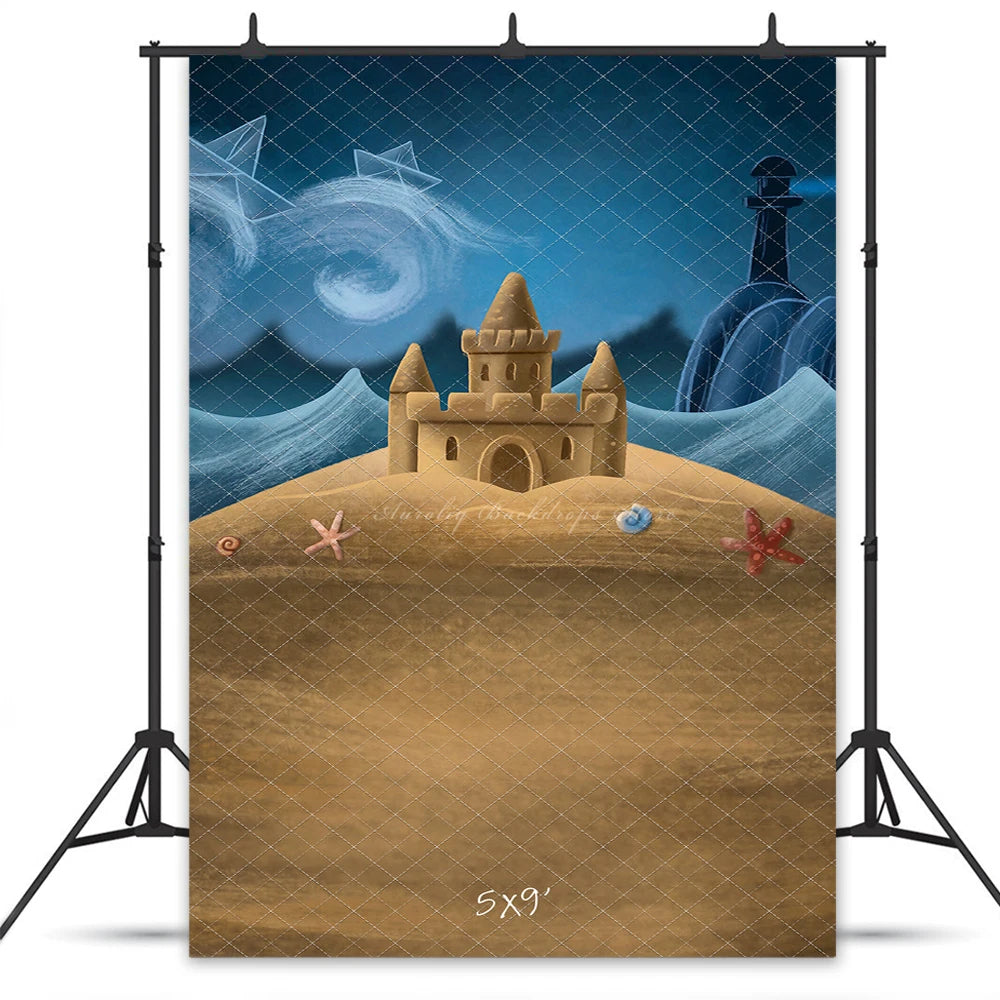 Sand Castle Photography Backdrop Kids Baby Cake Smash Photocall Decors Summer Nights Child Adult Birthday Studio Backgrounds