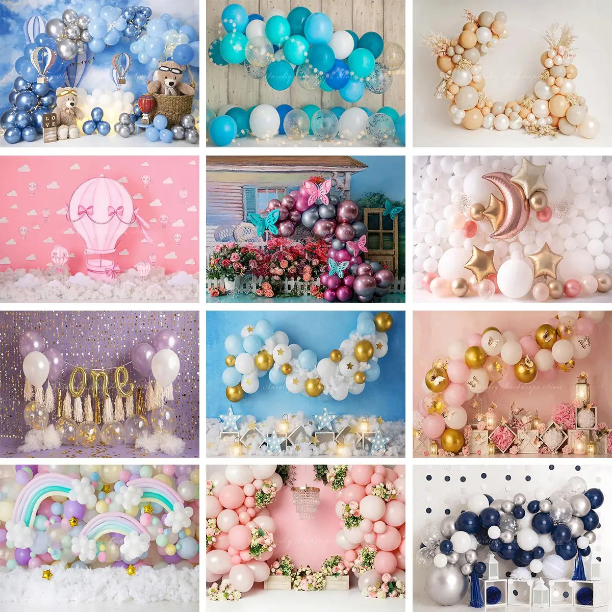 Balloon Garland Photography Backdrop Kids Baby Cake Smash Photocall Decors Boho Floral Balloons Child Adult Studio Backgrounds