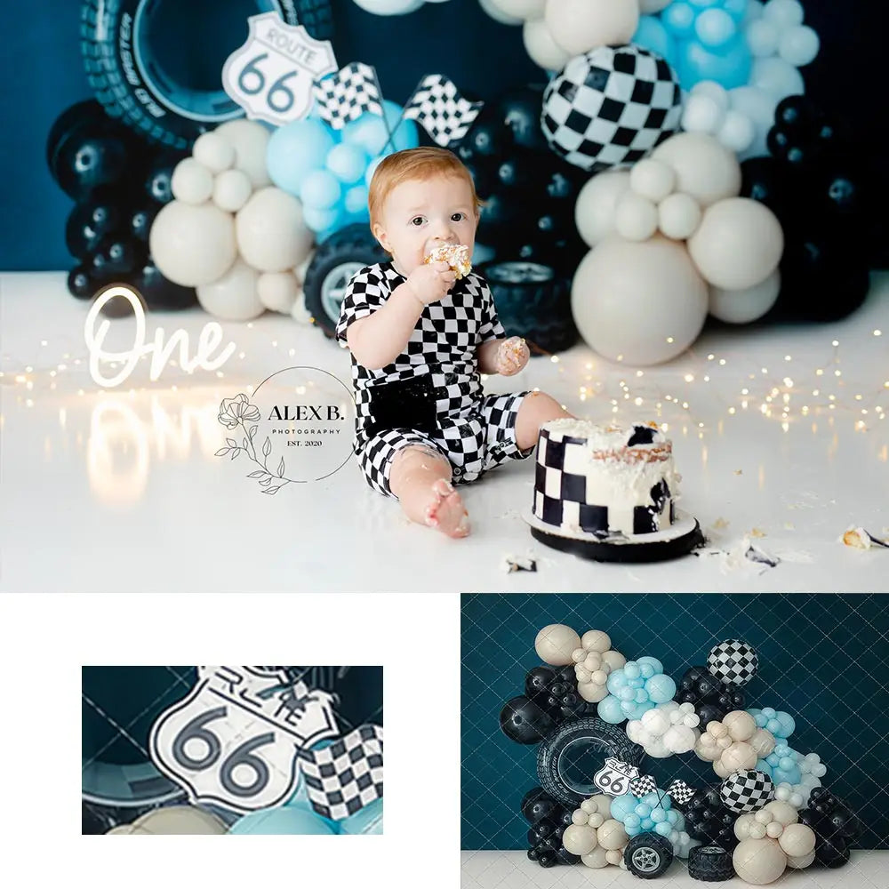 Off to the Races Backdrop Kids Baby Cake Smash Photography Props Child Boys Birthday Cake Smash Photocall Decor Backgrounds