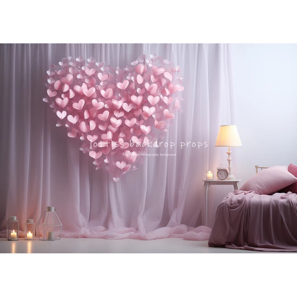 Valentine's Day Rose Windows Backdrops Kids Lover Photography Child Adult Photocall Pink Floral Heart Balloons Backgrounds