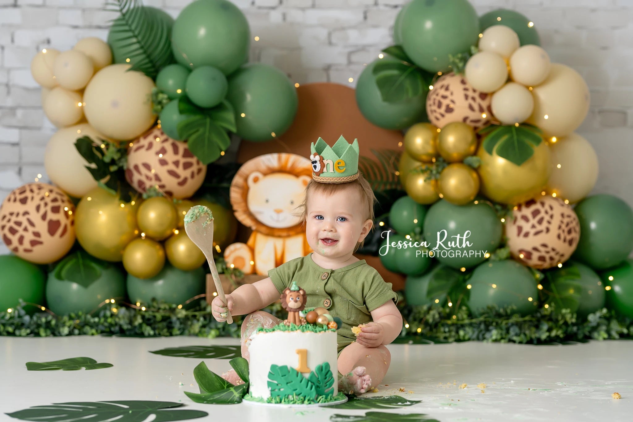 Balloon Garland Backdrop Wild Animals Kids Baby Cake Smash Photography Props Child Adult Birthday Photo Shoot Backgrounds