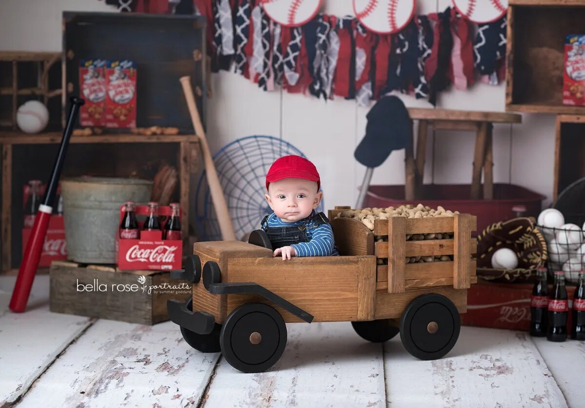 Little Slugger Baseball Backdrops Boy Portrait Props Kids Baby Cake Smash Photography Birthday Party Child Sports Background