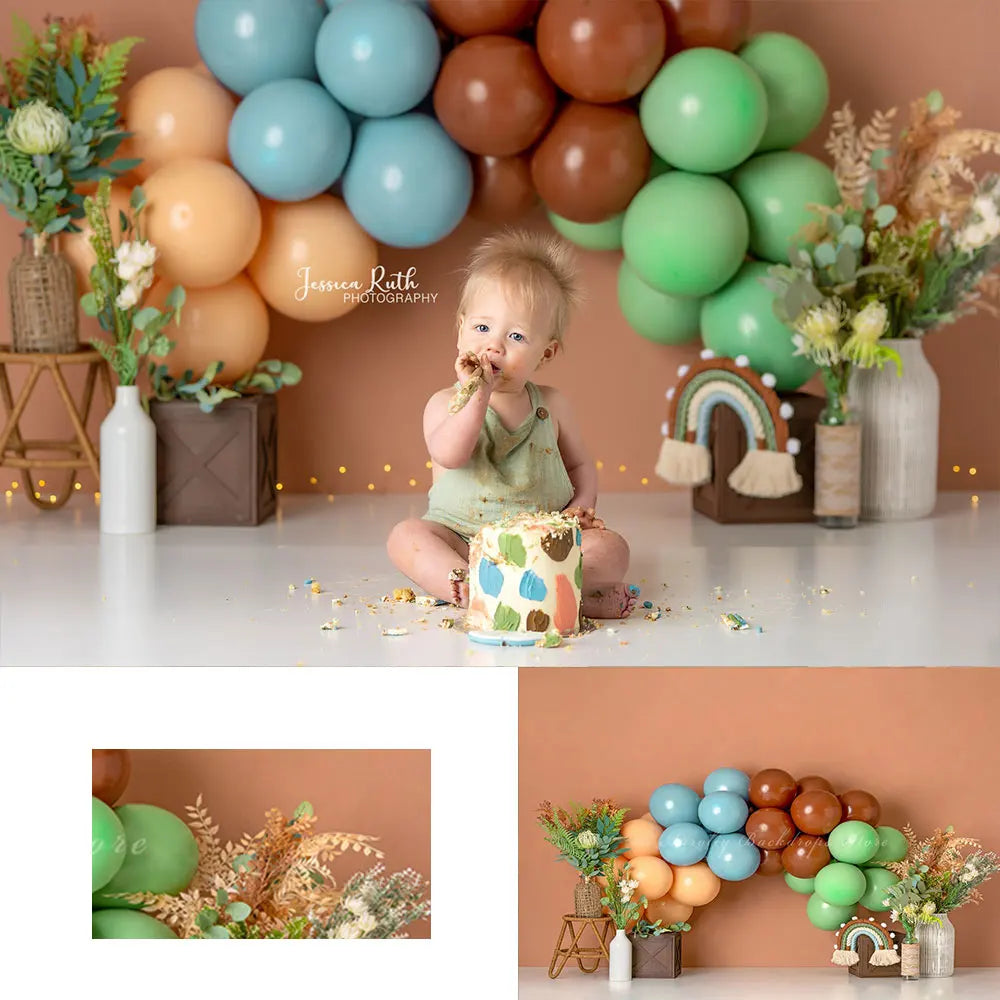 Boho Rainbow Photography Backdrop Balloons Baby Child Cake Smash Photocall Props Kids Birthday Party Decors Studio Backgrounds