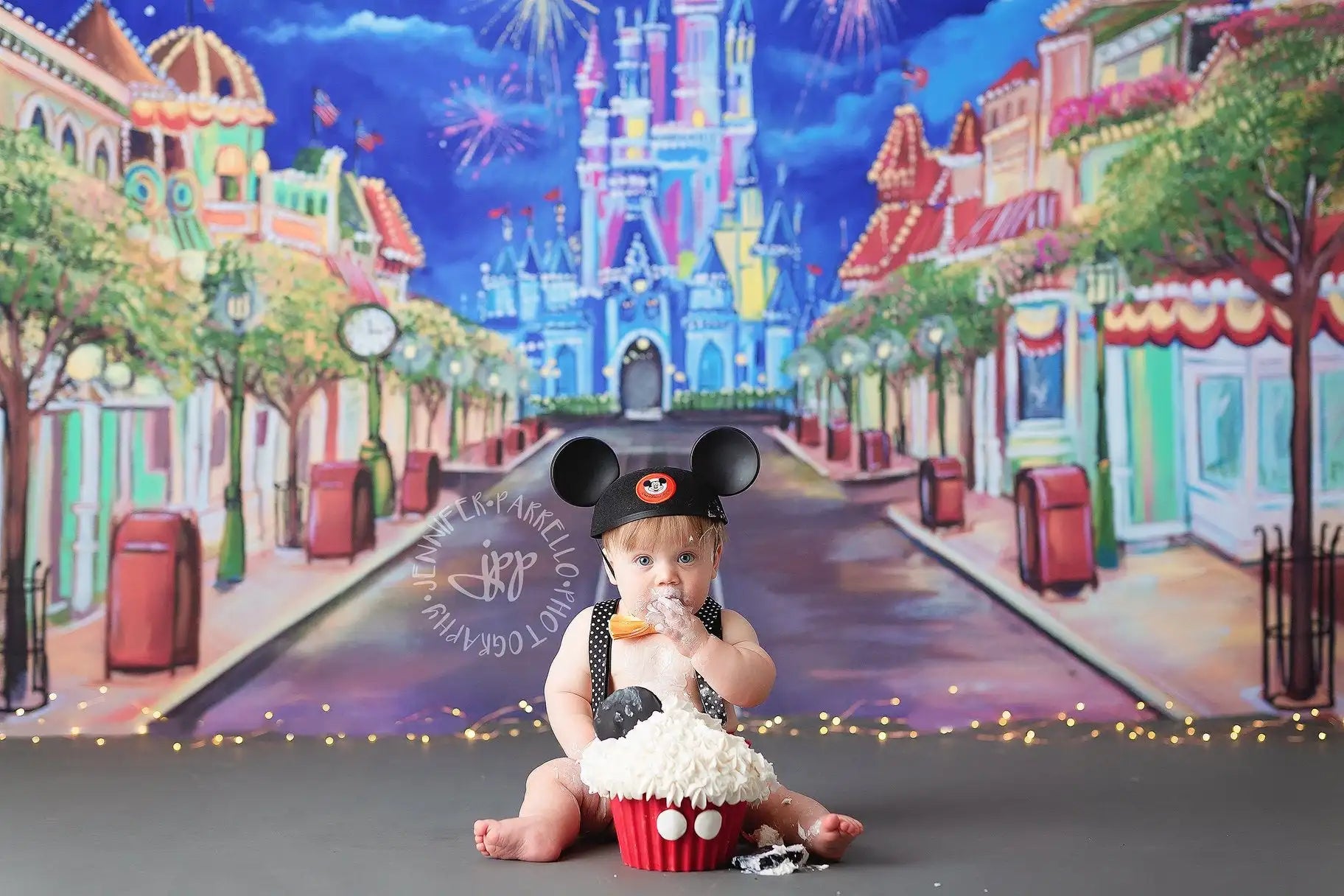 Castle Firework Street Backdrops Kids Baby Photography Props Child Adult Birthday Photocall Decors Store Front Backgrounds