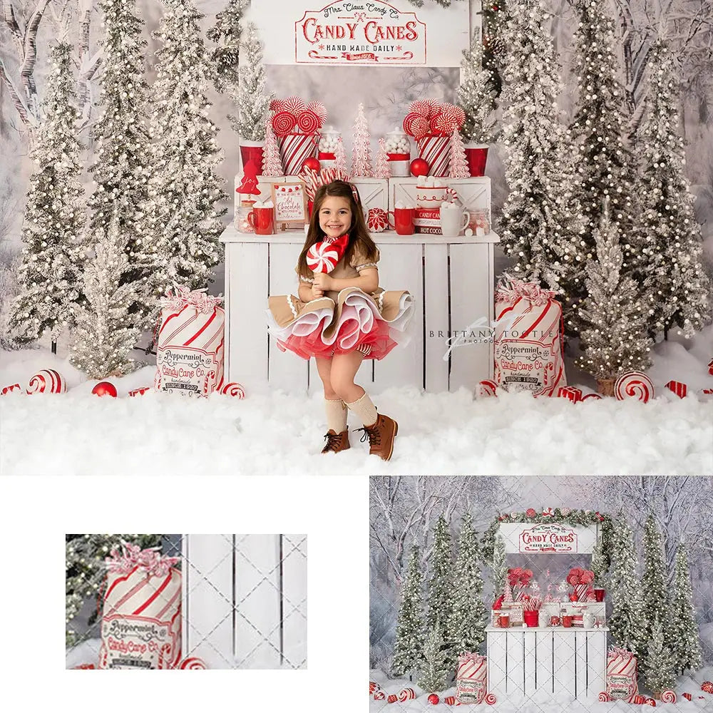 Christmas Candy Station Backdrop Kids Baby Cake Smash Photography Props Child Girls Adult Birthday Studio Backgrounds