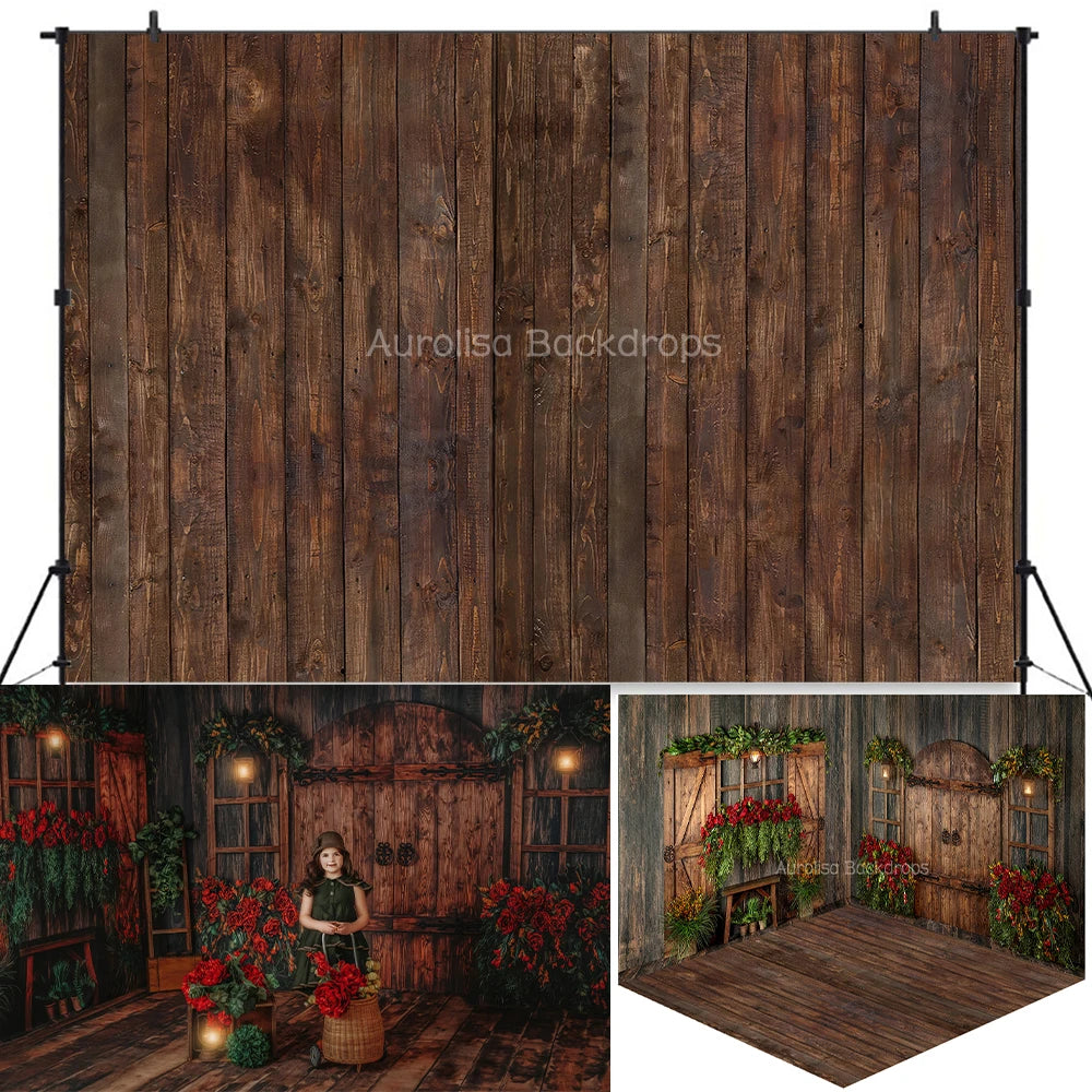 Spring Hideaway Garden Room Backdrops Kids Girl Photography Prop Child Adult Photocall Decors Rose Floral Wooden Door Background