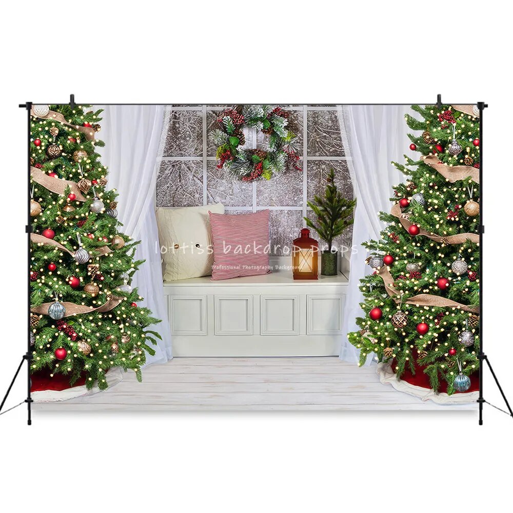 Christmas Headboard Backdrop Kids Adult Photogtaphy Props Birthday Xmas Brick Wood Wall Bedroom Background