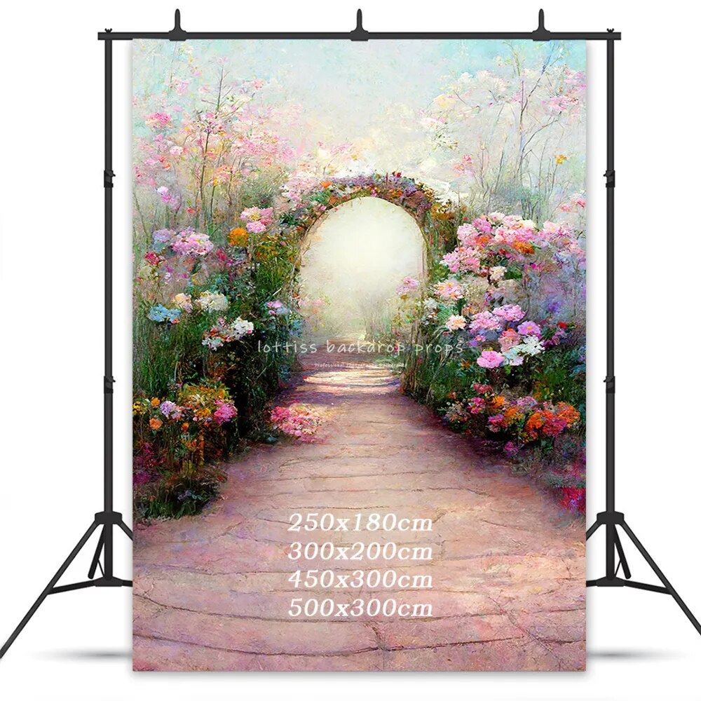 Gateway To Paradise Garden Photography Backdrops Child Girl Photocall Adult Baby Birthday Props Spring Floral Background