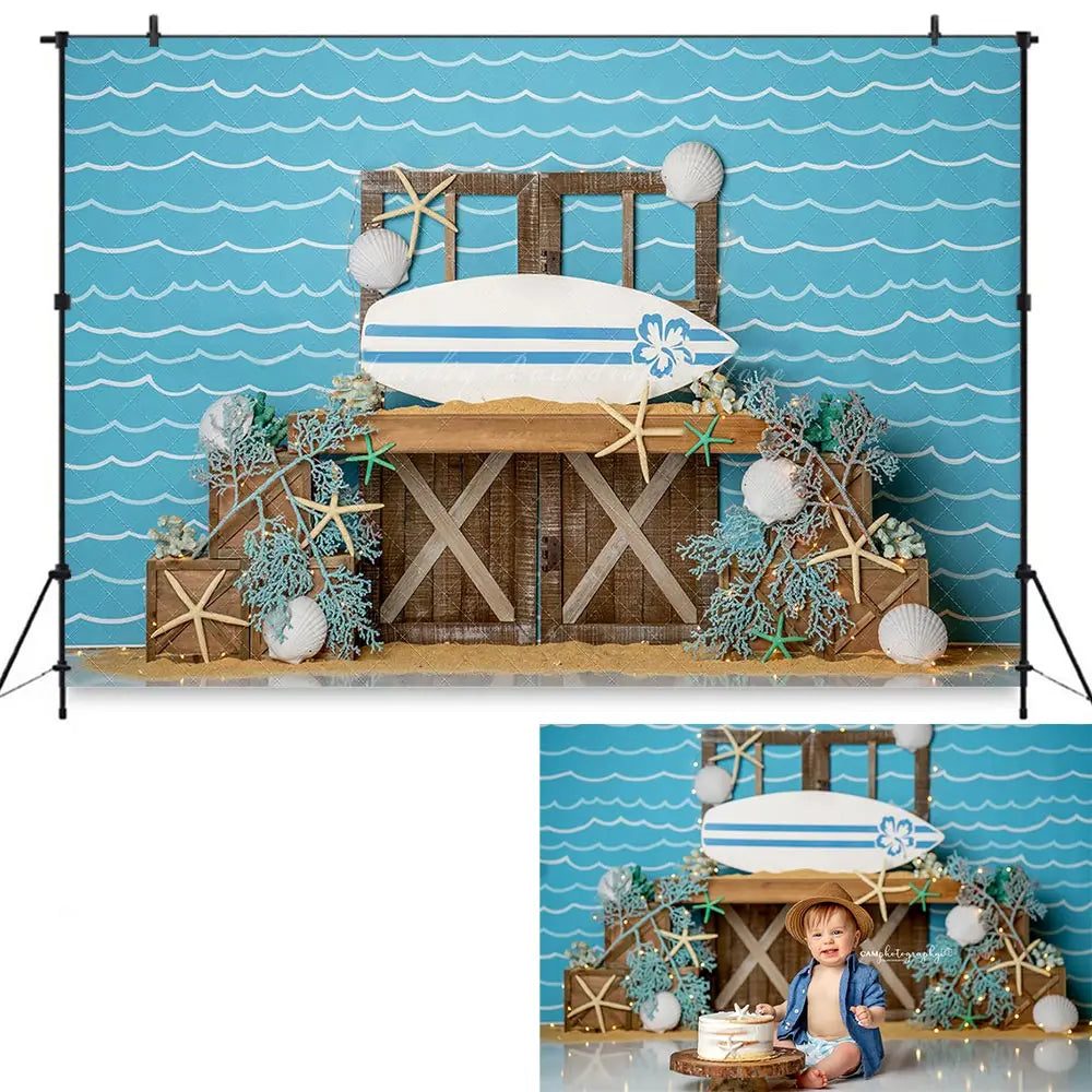 Smooth Sailing Backdrop Underwater Kids Baby Cake Smash Photography Props Boat House Child Adult Birthday Studio Backgrounds