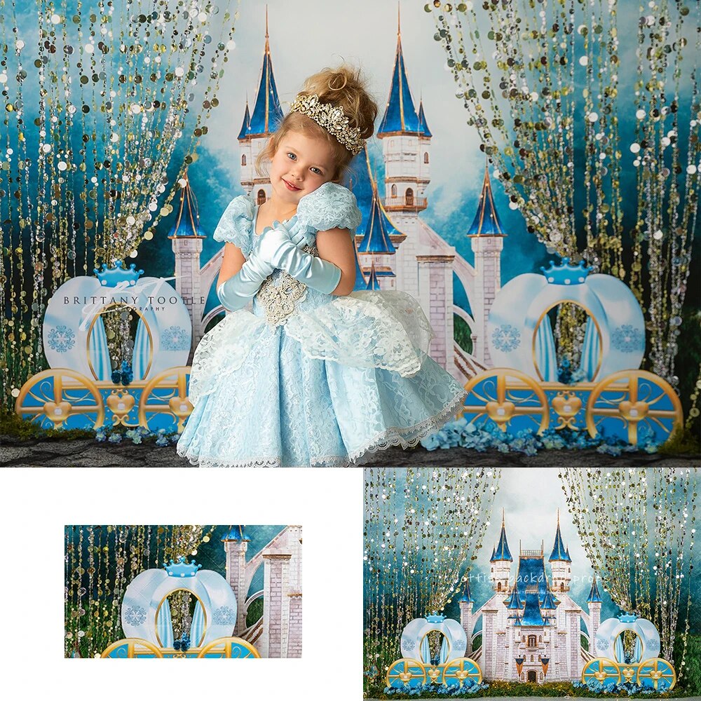 Castle Princess Backdrops Kids Baby Photography Props Child Cake Smash Birthday Photocall Props Girl Dancing Stage Background