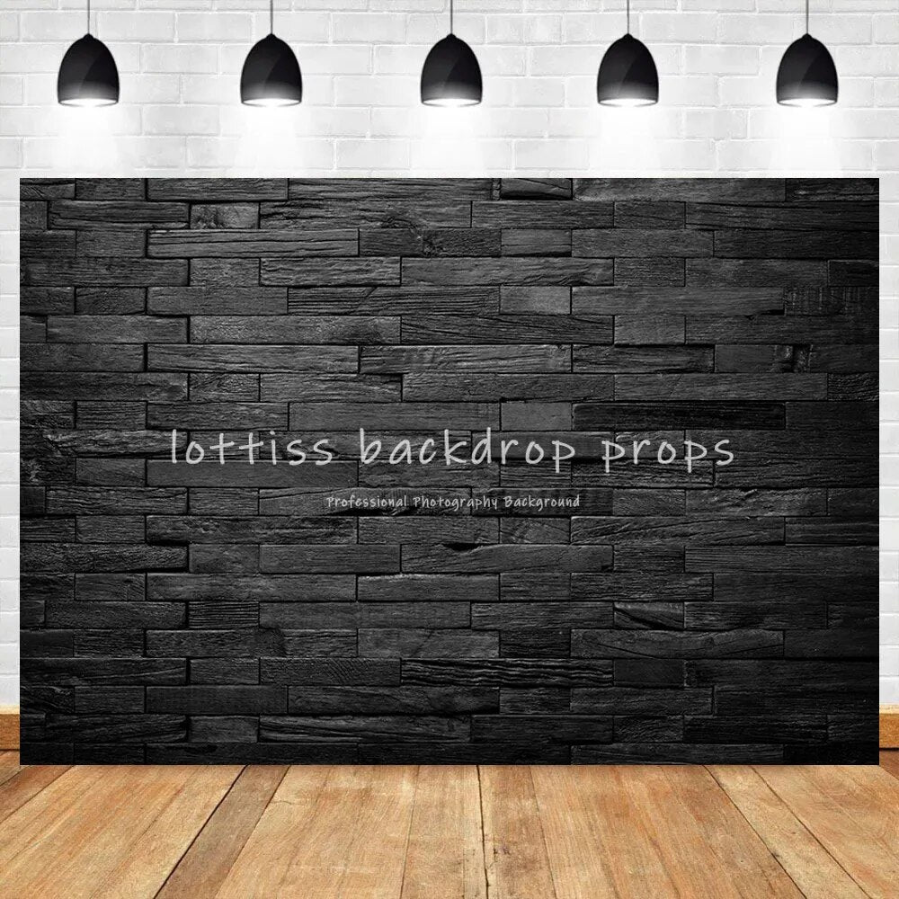 Black Brick Wall Backdrops Series-Two For Photography Kids Portrait Adult Birthday Decor Old Broken Brick-wall Background