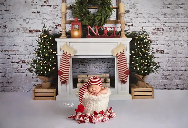 Fair Isle Christmas Fireplace Backdrops Kids Photography Child Adult Photocall Props Adult Xmas Treses Background