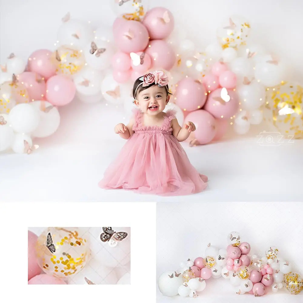 Dusty Rose And Gold Butterfly Beauty Backdrop Kids Baby Cake Smash Photography Props Child Girls Adult Birthday Backgrounds