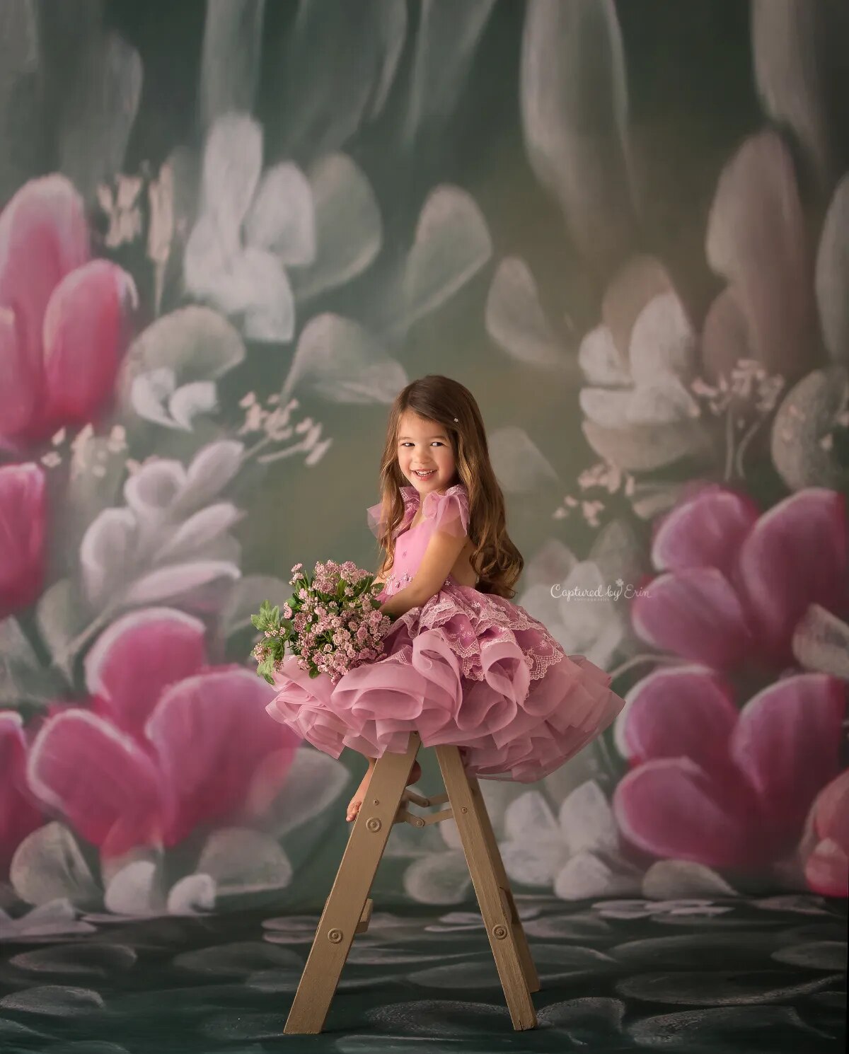 Peinture à l'huile rétro, arrière-plan de photographie abstraite, fleurs de jardin de printemps, Portrait d'enfant, accessoires de Studio Photo pour séance Photo 