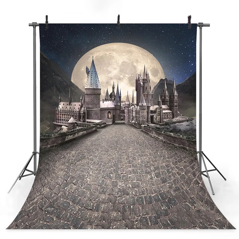 Wizard School Moon Backdrops Kids Cake Smash Birthday Props Baby Shower Party Witch Child Magic Valley School Background