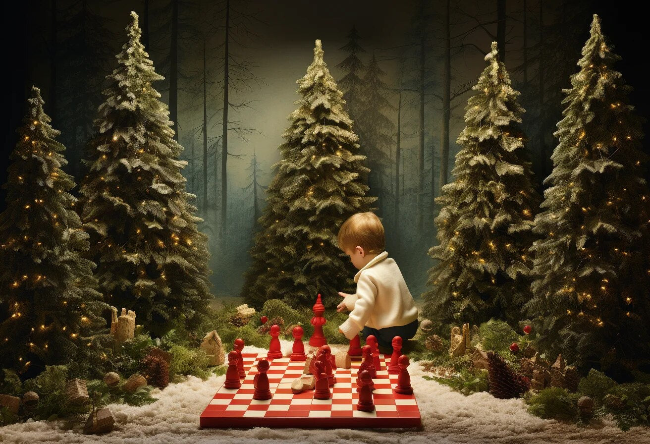 Christmas Tree Forest Scene Backdrops Kids Child Photography Props Child Baby Photocall Decors Xmas Tree Background