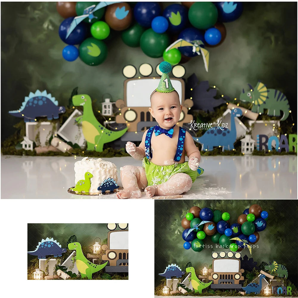 Prehistoric Forest Dinosaurs Backdrops Baby Kids Cake Smash Birthday Props Child Photocall Spring Jungle Backgrounds