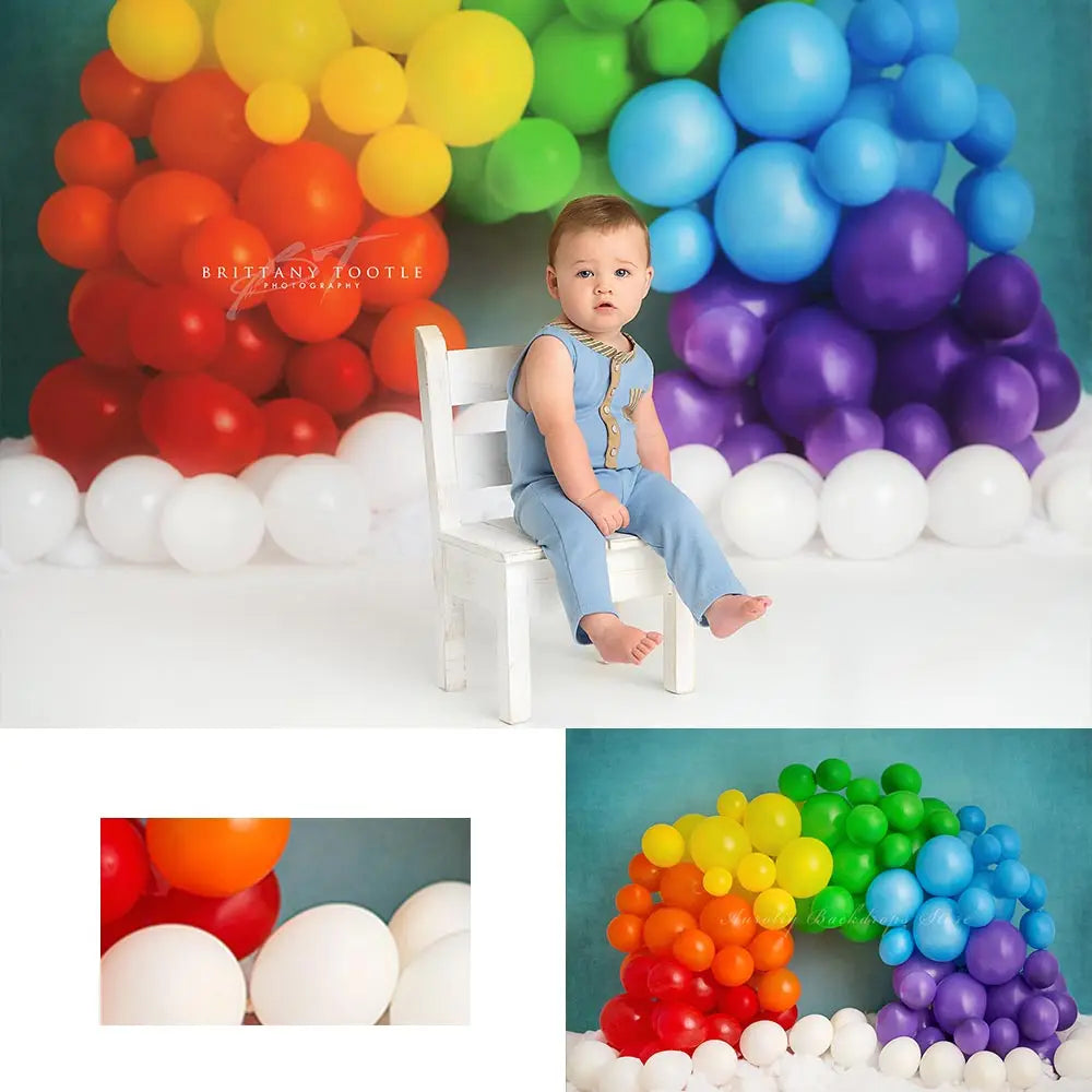 Colourful Rainbow Balloons Photography Backdrop Kids Baby Cake Smash Photocall Decors Child Girls Adult Birthday Backgrounds