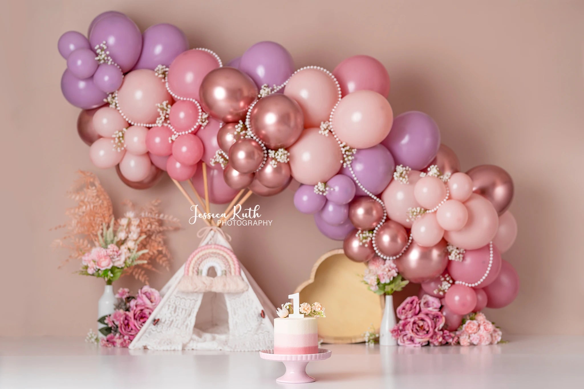 Blush Floral Dream Photography Backdrop Kids Baby Cake Smash Photocall Decor Floral Balloons Child Girls Adult Studio Background