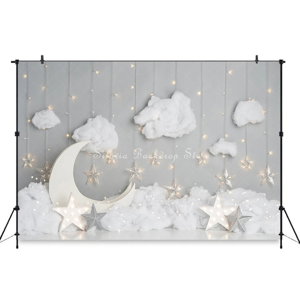 Dreamy by Sweet Memories Photography Backdrop Children Birthday Cake Smash Photo Background Star Moon Decor Photo Studio Props