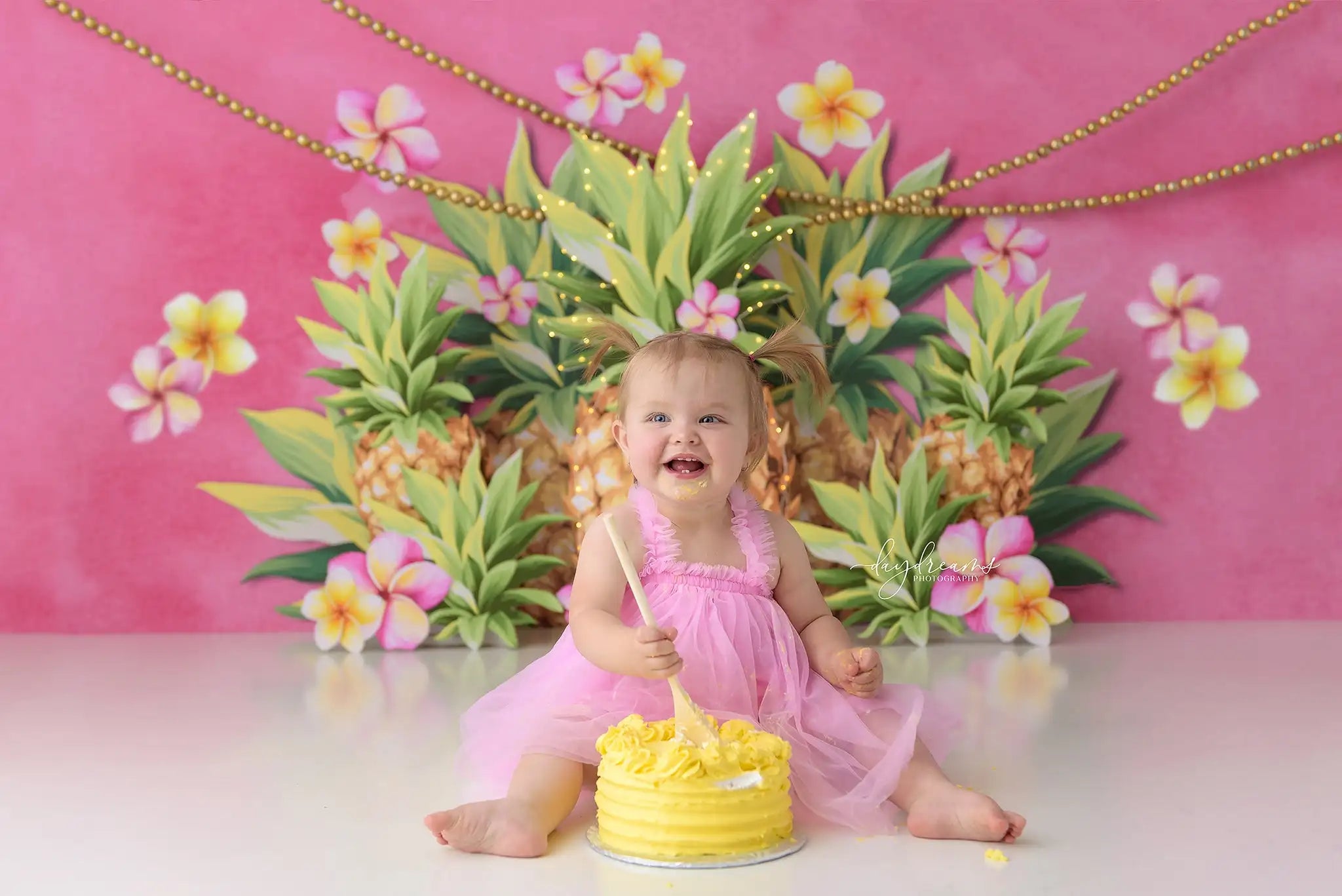 Summer Pineapple Backdrop Kids Baby Cake Smash Photocall Decors Floral Child Girls Adult Birthday Party Studio Backgrounds