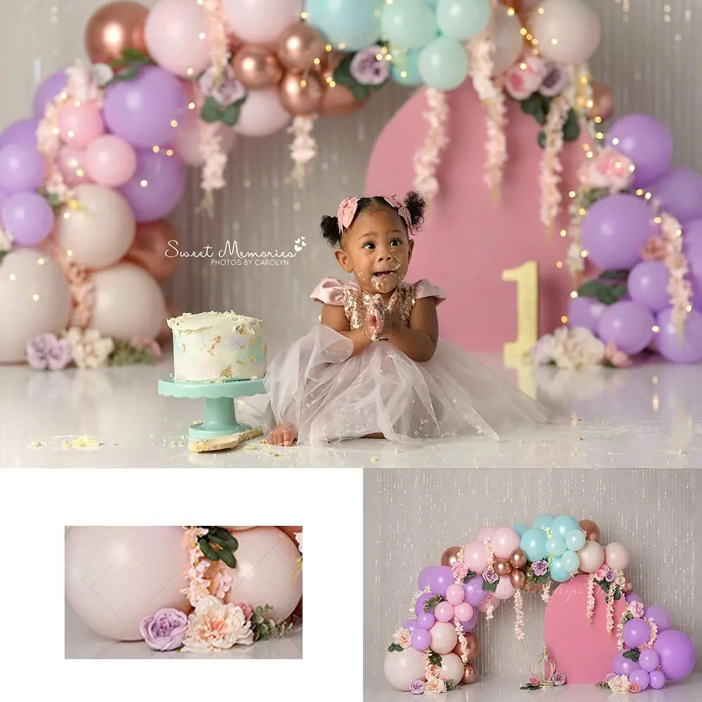 Bright Floral Balloons Backdrop Kids Baby Cake Smash Photography Props Child Girls Adult Birthday Studio Backgrounds