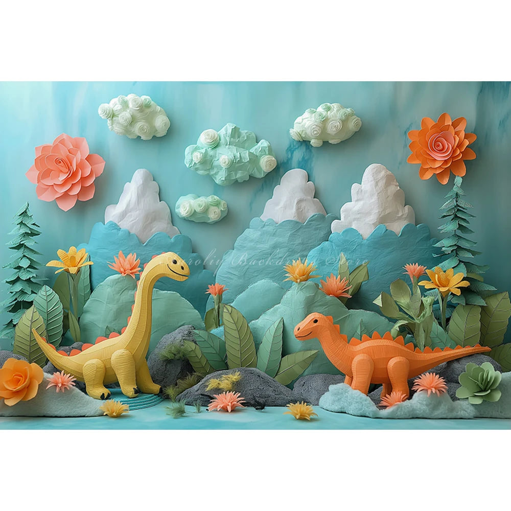 Jungle Dinosaurs Photography Backdrop Kids Baby Cake Smash Photocall Decors Forest Volcano Child Adult Studio Backgrounds