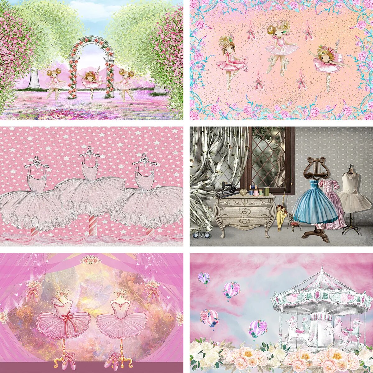 Toile de fond pour photographie de Ballet de filles, fournitures de ballerine, décor de danse pour gâteau d'anniversaire, accessoires de Smash, arrière-plan de danseuse pour réception-cadeau pour bébé 