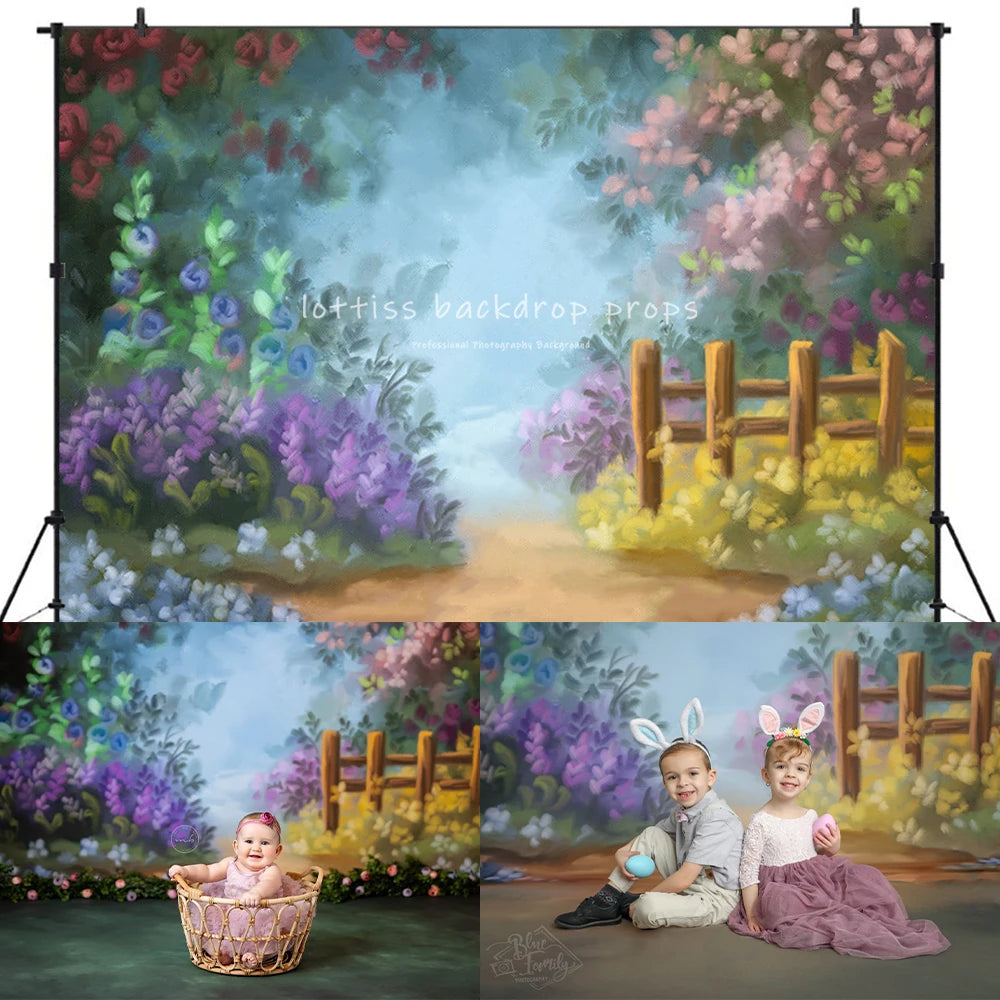 Countryside In Bloom Backdrops Kids Girl Photography Props Child Girl Photocall Decors Floral Backgrounds