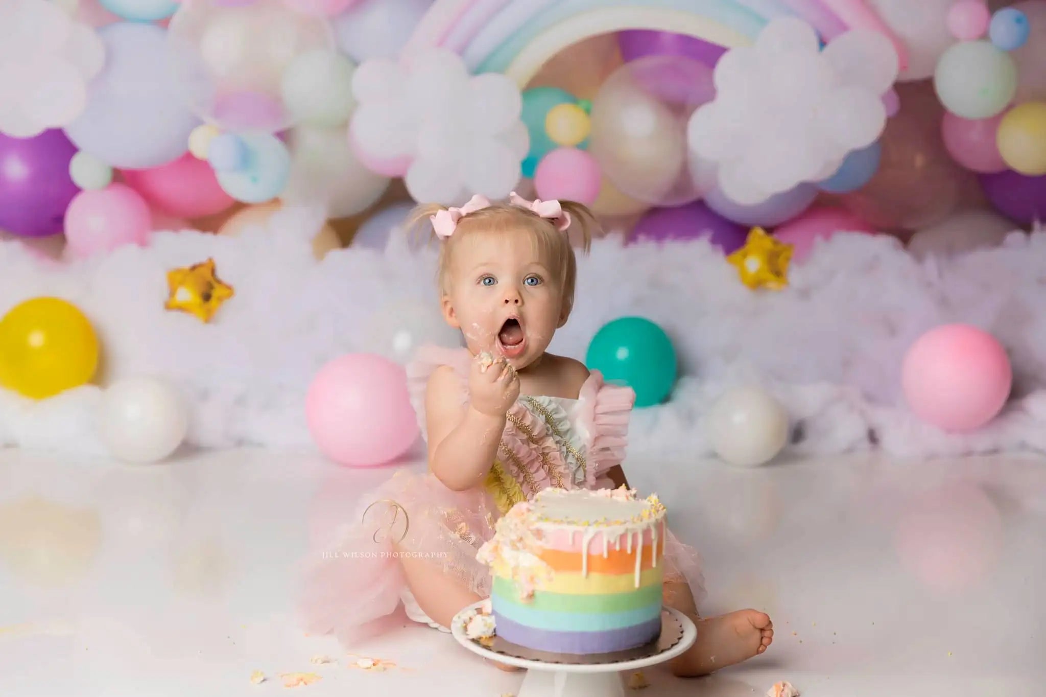 Rainbow Balloons Backdrops Kids Baby Photography Props Child Adult Photocall Decors 1st Birthday Cake Smash  Unicon Backgrounds