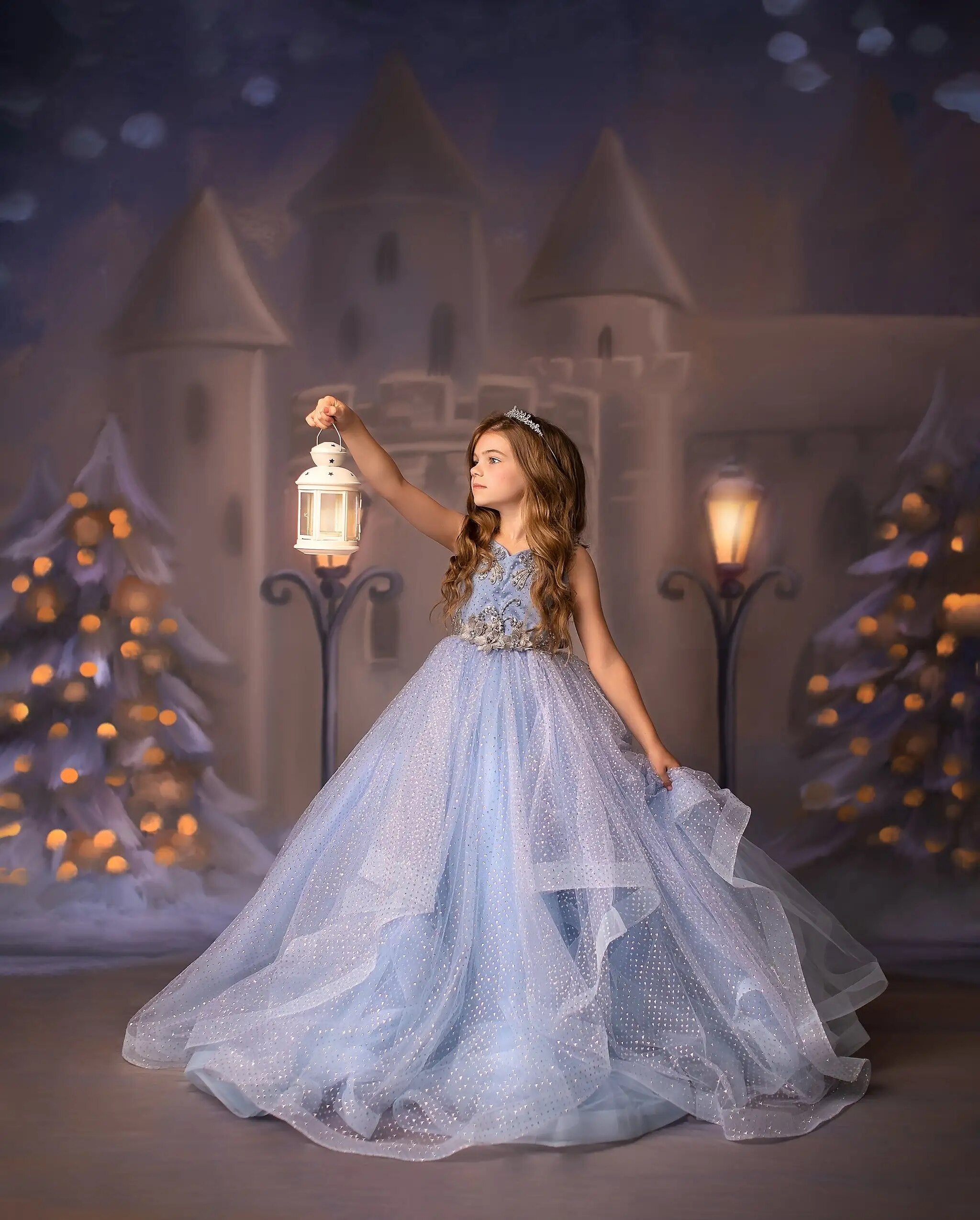 Winter Xmas Castle Backdrops Adult Kids Photography Portrait Props Baby Child Photocall Princess Christmas House Background