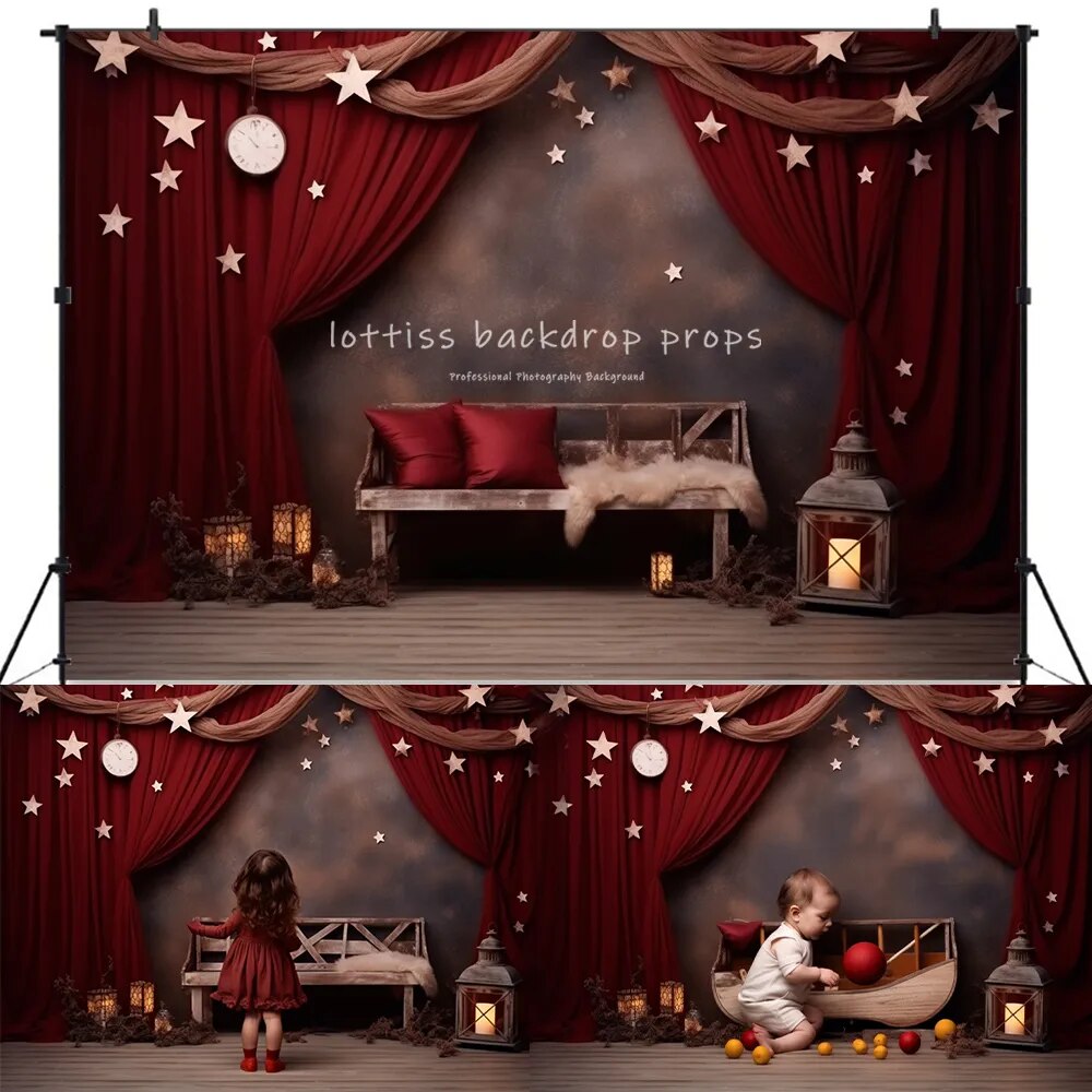 Evening Moon Bedroom Backdrops Winter Xmas Kids Photography Child Baby Photocall Decors Star Sleeping Background