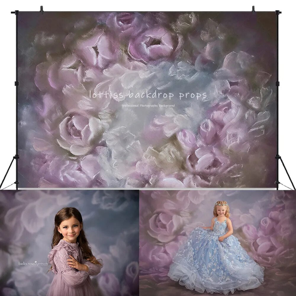 Retro Oil Painting Flowers Backdrop for Portrait Photography Baby Adult Child Photocall Abstract Art Floral Background Props