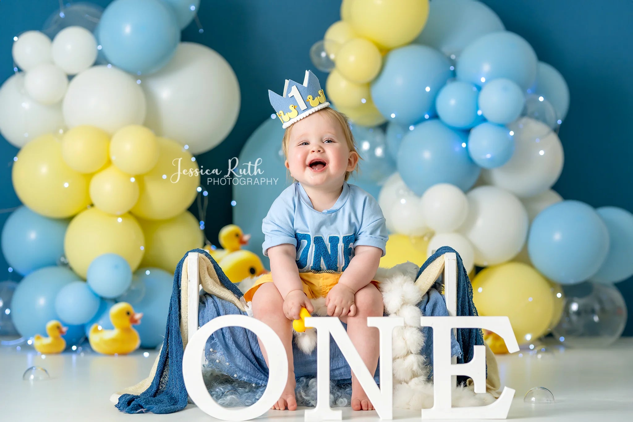 Rubber Ducky Balloons Birthday Backdrop Kids Baby Cake Smash Photography Props Child Adult Birthday Photo Shoot Backgrounds