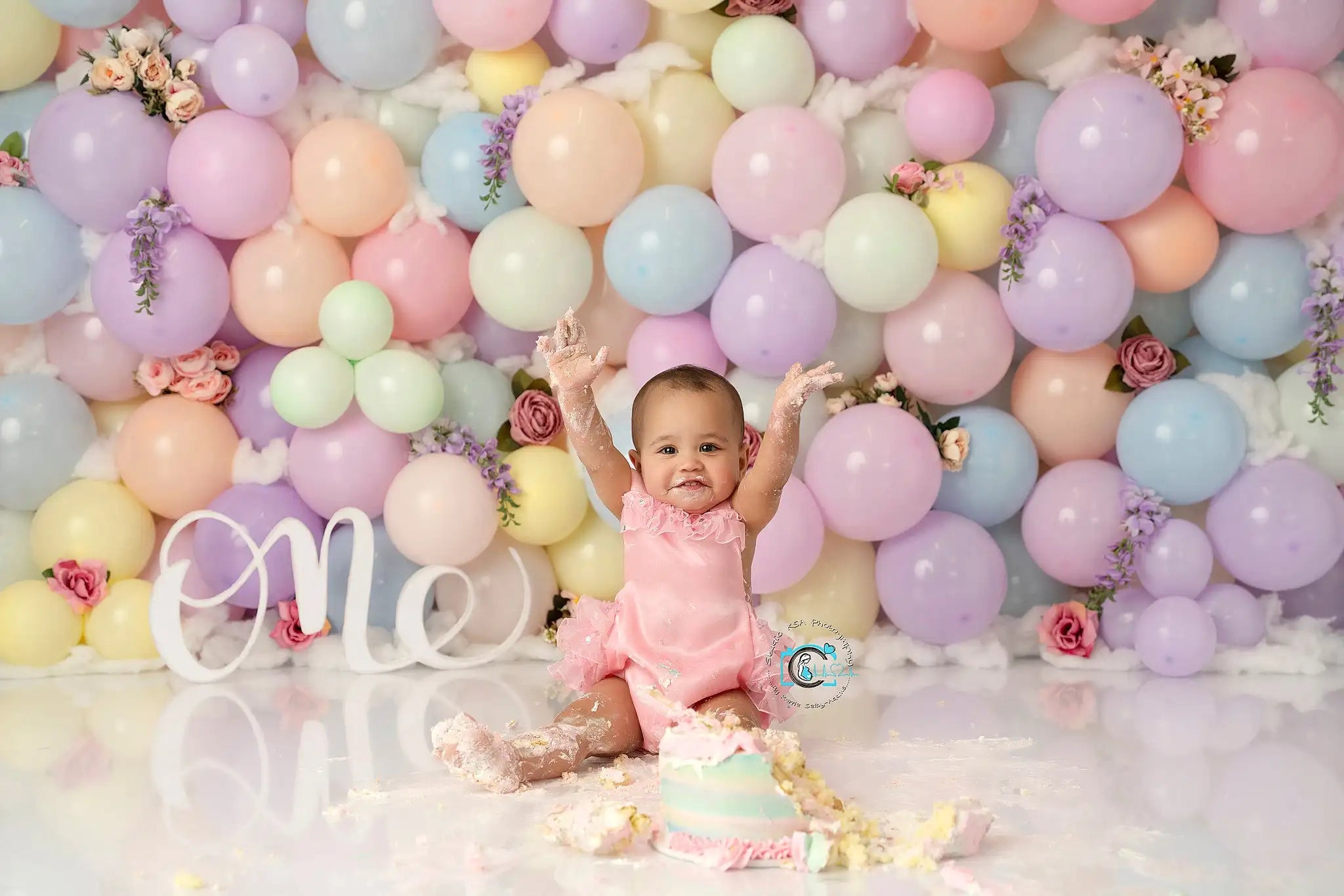 Pastel Balloon Floral Wall Photography Backdrop Kids Baby Cake Smash Photocall Decors Girls Adult Birthday Studio Backgrounds